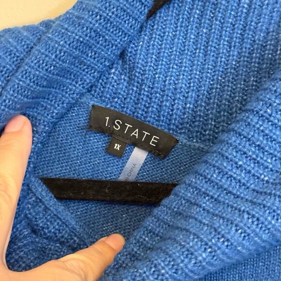 1 State Turtleneck Sweater Blue 1X NWT - Picture 5 of 7